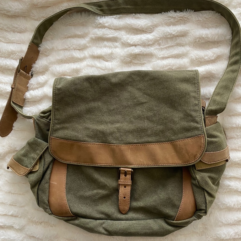 L.L.Bean Canvas and Leather Messenger Bag